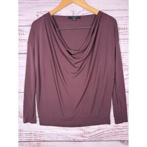AllSaints Vicki Top Cowl Neck Long Sleeve Women Medium Plum Purple WM446K Blouse